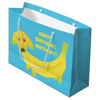 Cute Banana Dogs Funny Custom Message Large Gift Bag