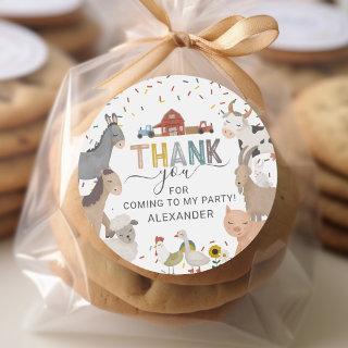 Cute Barnyard Birthday Party Classic Round Sticker