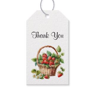 Cute Basket Full of Strawberries Thank You Gift Tags