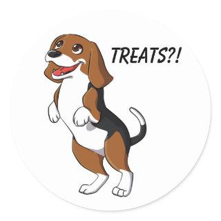 Cute Beagle Dog Puppy Treats Yum Dinner Time Love Classic Round Sticker