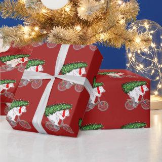 Cute Bear Carrying Christmas Tree Gift For Cyclist