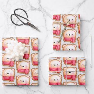Cute Bear Face Red Scarf & Rosy Cheeks Christmas  Sheets