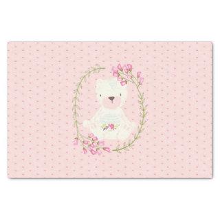 Cute Bear Floral Wreath and Hearts Tissue Paper