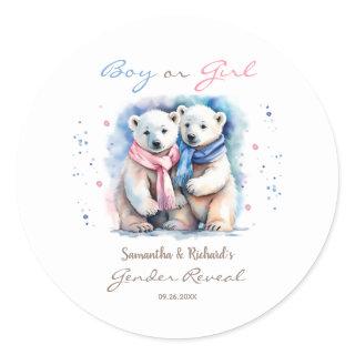 Cute Bear Gender Reveal Thank You Favor Sticker