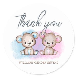 Cute Bear Gender Reveal Thank You Gift Tags