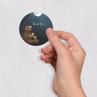 Cute Bear Over The Moon Thank You Classic Round Sticker