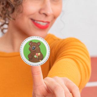 Cute Bear with Ice Cream Cone Fun Animal  Classic Round Sticker