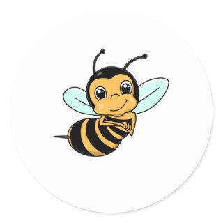 Cute Bee Cartoon Classic Round Sticker