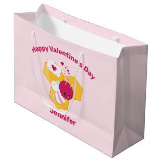 Cute Bee with Pink Valentine Hearts Large Gift Bag