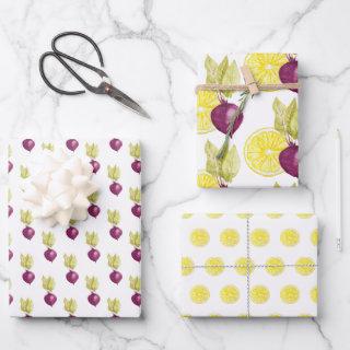Cute Beets and Lemon Watercolor Pattern  Sheets