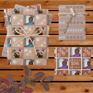 Cute Birthday Neutrals 3 Photo Any Age Add Name  Sheets