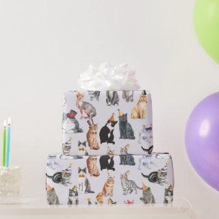 Cute Birthday Party Cats Pattern