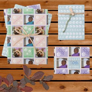 Cute Birthday Pastels 3 Photo Any Age Add Name  Sheets
