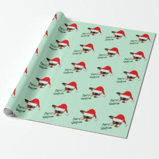 Cute Black and Tan Chihuahua Puppy with Santa Hat