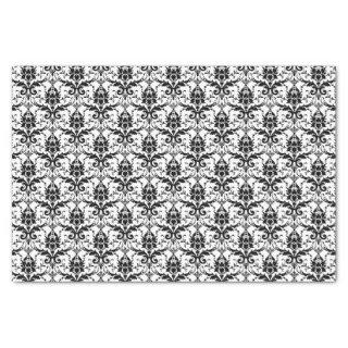 Cute Black And White Damask Floral Pattern Tissue Paper