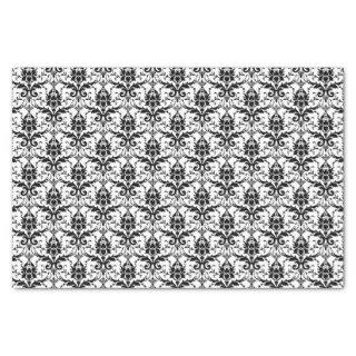 Cute Black And White Damask Floral Pattern Tissue Paper