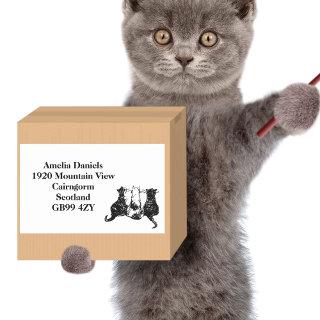 Cute Black and White Kitten Return Address Rectangular Sticker