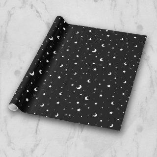 Cute Black and White Moons and Stars