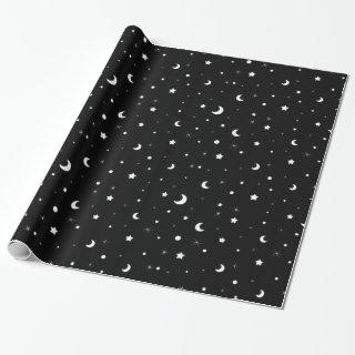 Cute Black and White Moons and Stars