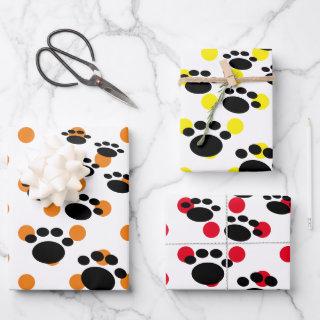 Cute Black Cartoon Pet Paws And Polka Dots  Sheets