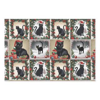 Cute Black Cats Christmas Collage for Cat Lovers  Sheets