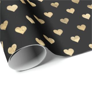 Cute Black Gold Hearts Pattern