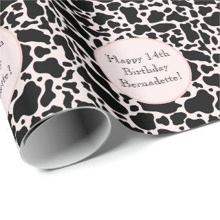 Cute Black on Pink Cowhide Print Farm Animal Text