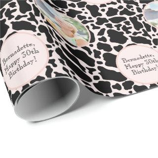 Cute Black on Pink Cowhide Print Photo Sentiment