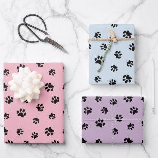 Cute Black Paw Prints Pastel Pink Blue Purple  Sheets