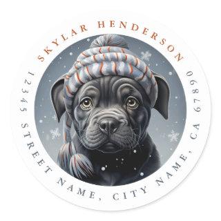 Cute Black Pit Bull Dog Round Stickers