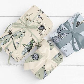 Cute Blue and Sage Insect  Sheets
