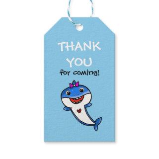 Cute Blue Baby Shark Boy 1st Birthday Thank You  Gift Tags