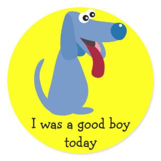 Cute Blue Dog I Was A Good Boy Reward Stickers