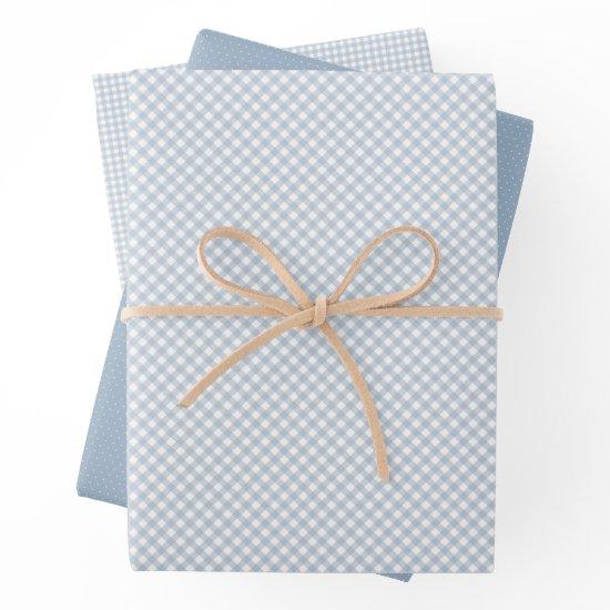 Cute blue gingham and dots simple classic baby  sheets