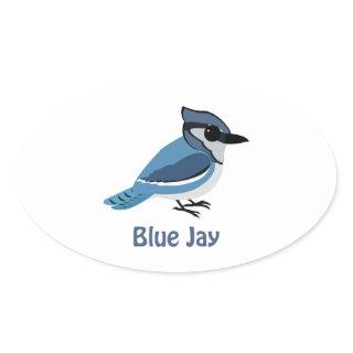 Cute Blue Jay Oval Sticker