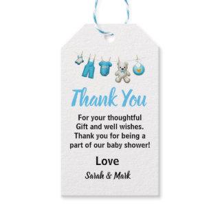 Cute Blue Laundry Baby Shower Thank You Gift Tags