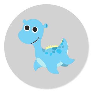 Cute Blue Nessie Classic Round Sticker