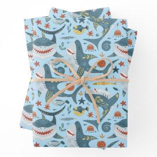 Cute Blue Ocean Baby Sharks Kids Birthday Boy Gift  Sheets