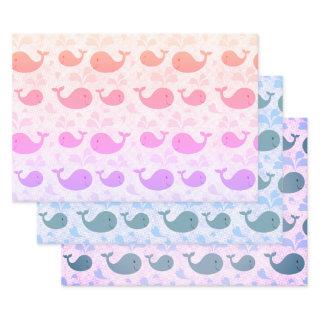Cute Blue Whales Pattern Colorful  Sheets