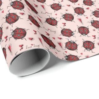 Cute Blush Pink Ladybug Love Bug & Red Heart Kids