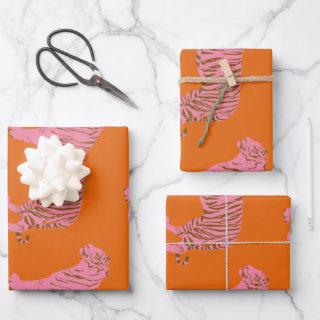 Cute Boho Orange and Pink Tiger Art Pattern  Sheets