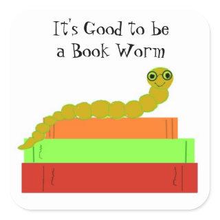 Cute Bookworm Square Sticker