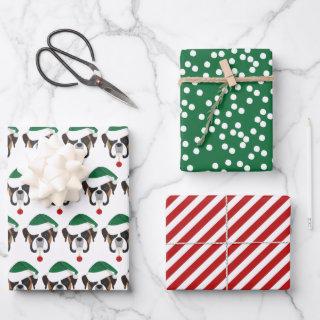 Cute Boxer & Red Striped Christmas  Sheets