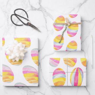 Cute Bright Pastel Pink Easter Egg Pattern Wrappin  Sheets