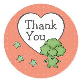 Cute Broccoli Thank You Classic Round Sticker