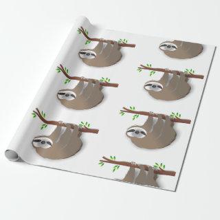 Cute Brown Sloth Resting on a Tree Branch