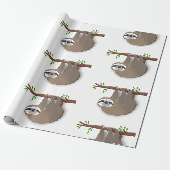 Cute Brown Sloth Resting on a Tree Branch