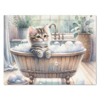 Cute Bubbly Kitten Bath Time Decoupage Tissue Paper