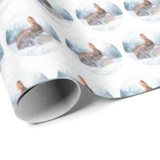 Cute Bunny in Snow Christmas Holiday Gift Wrap