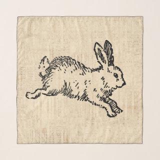 Cute Bunny Rabbit Vintage Illustration Script Art Scarf